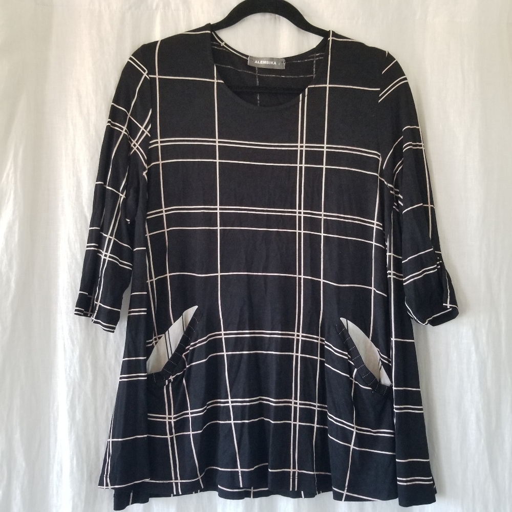 Alembika | Windowpane Mineral Wash Tunic Top